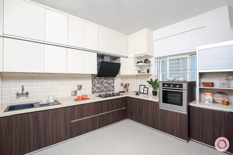 Two-Toned Brown Kitchen With Loft In Bengaluru Two-Toned Brown Kitchen With Loft In Bengaluru