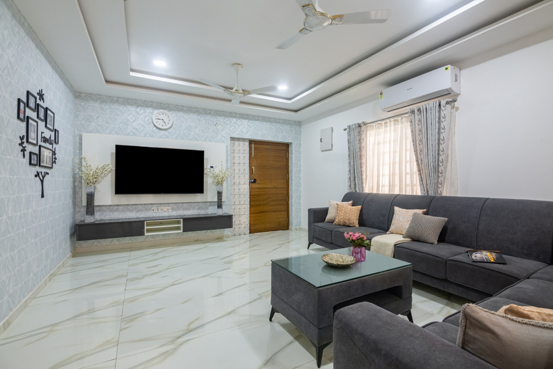 Modern Double Layer Peripheral False Ceiling Livspace