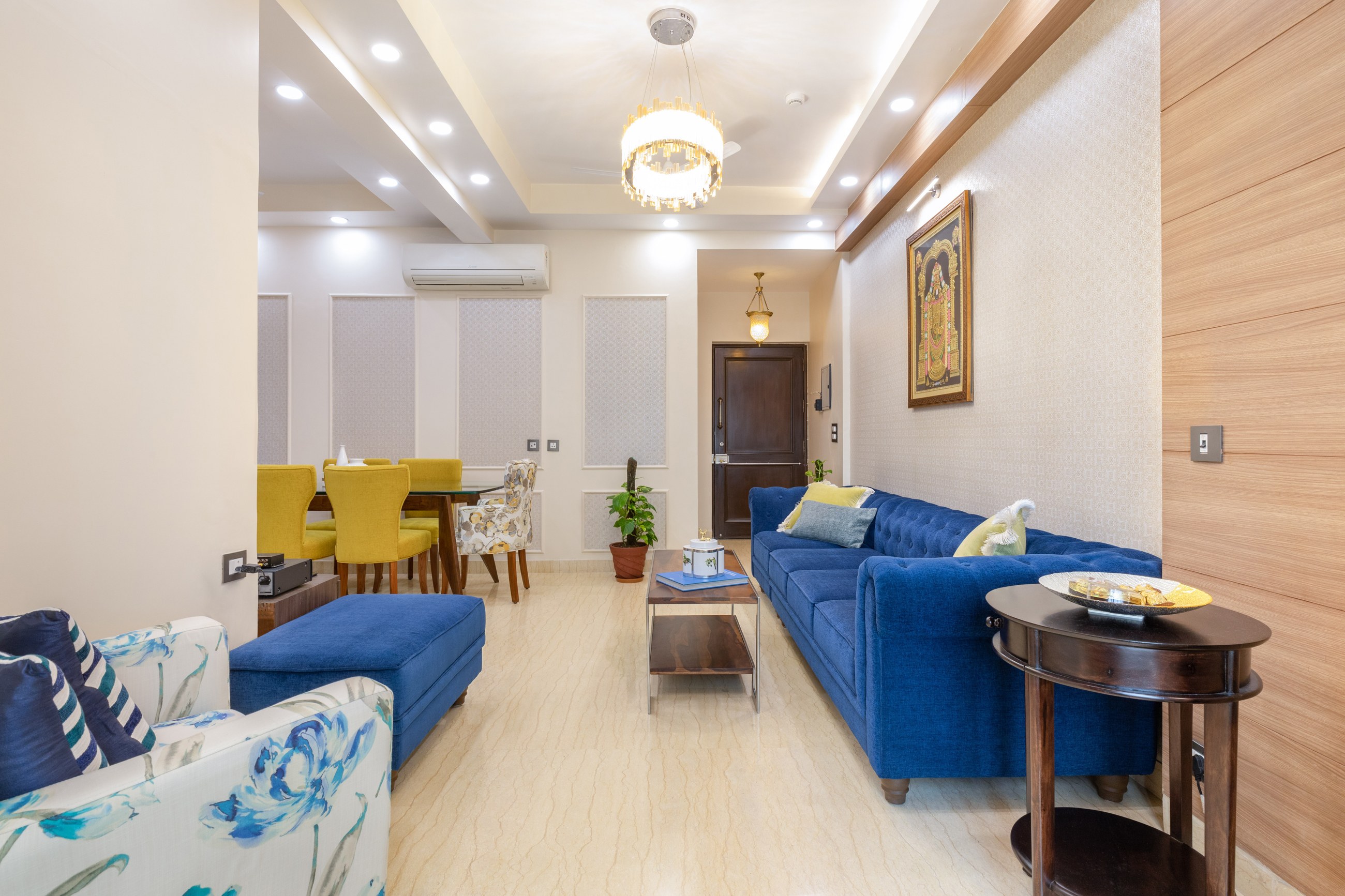 Ceiling Design Subtle False Ceiling Design With Subtle Colours And Chandelier | Livspace