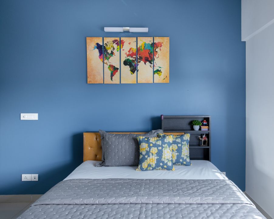 Blue Wall Paint For Modern Compact Bedrooms | Livspace