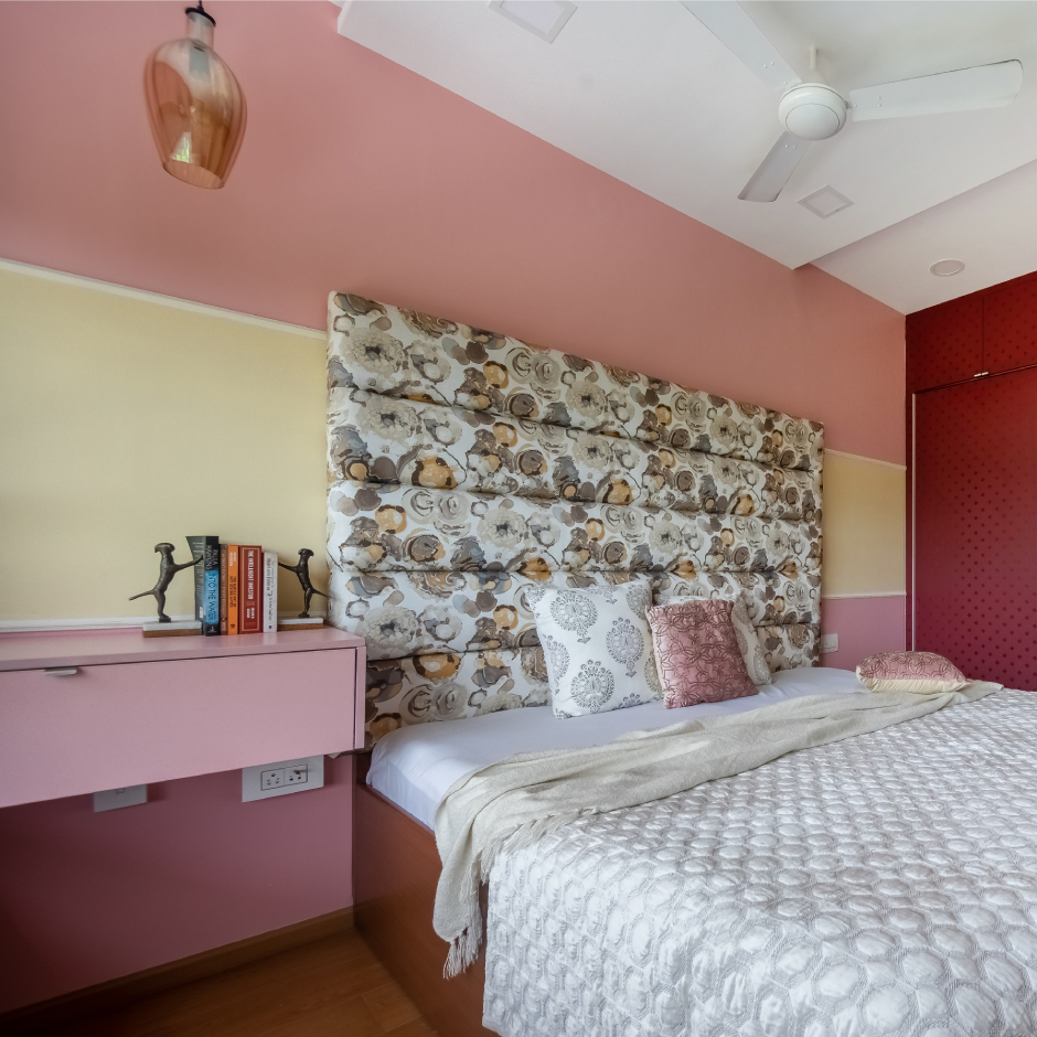 PastelToned Wall Paint With A Floral Backrest Livspace