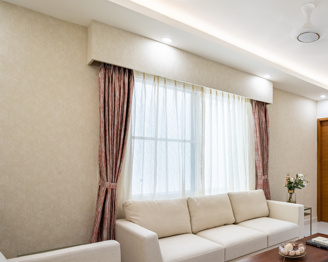 Minimal Light-Coloured Wallpaper For Living Rooms | Livspace