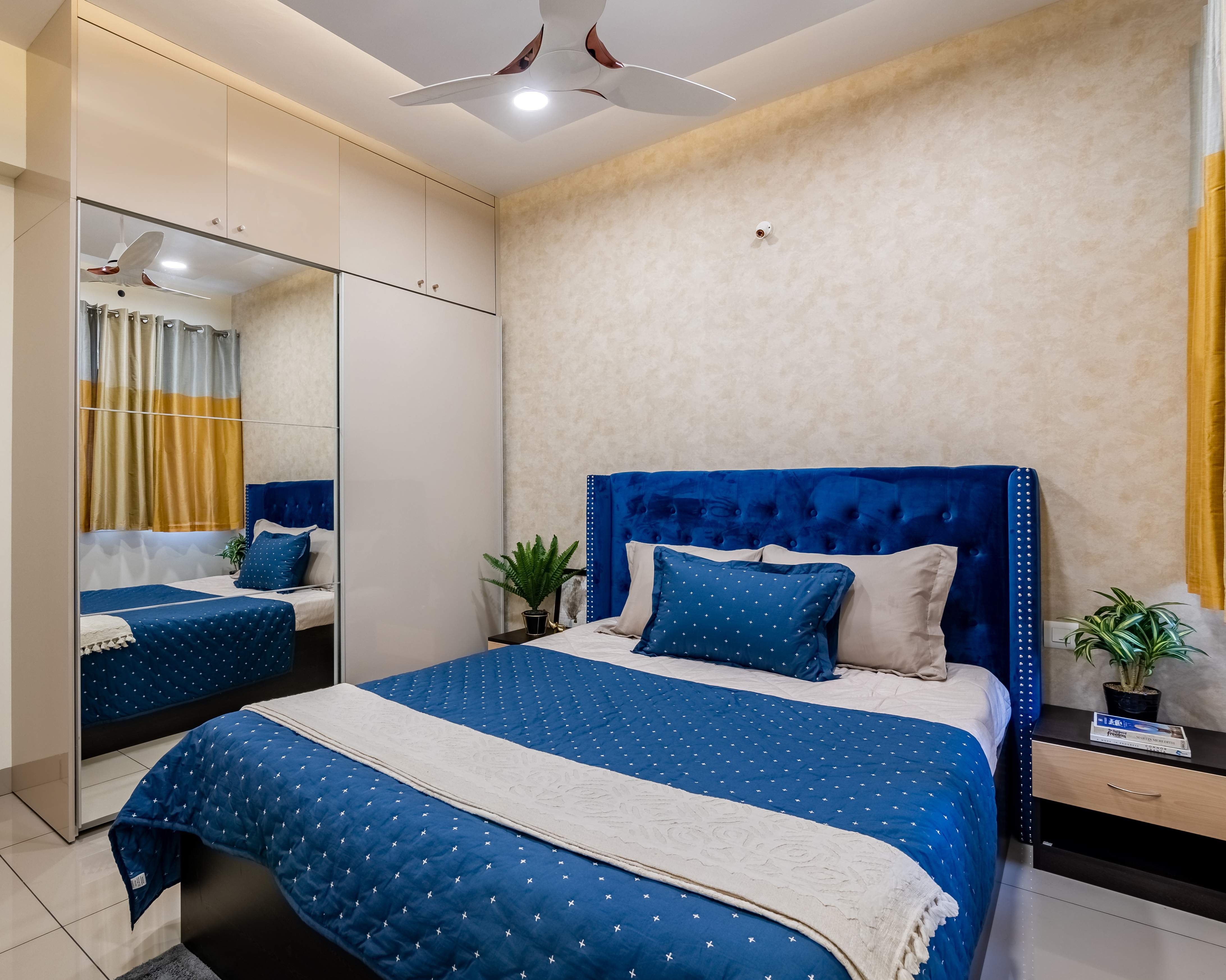 Beige Wallpaper Design For Compact Bedrooms Livspace