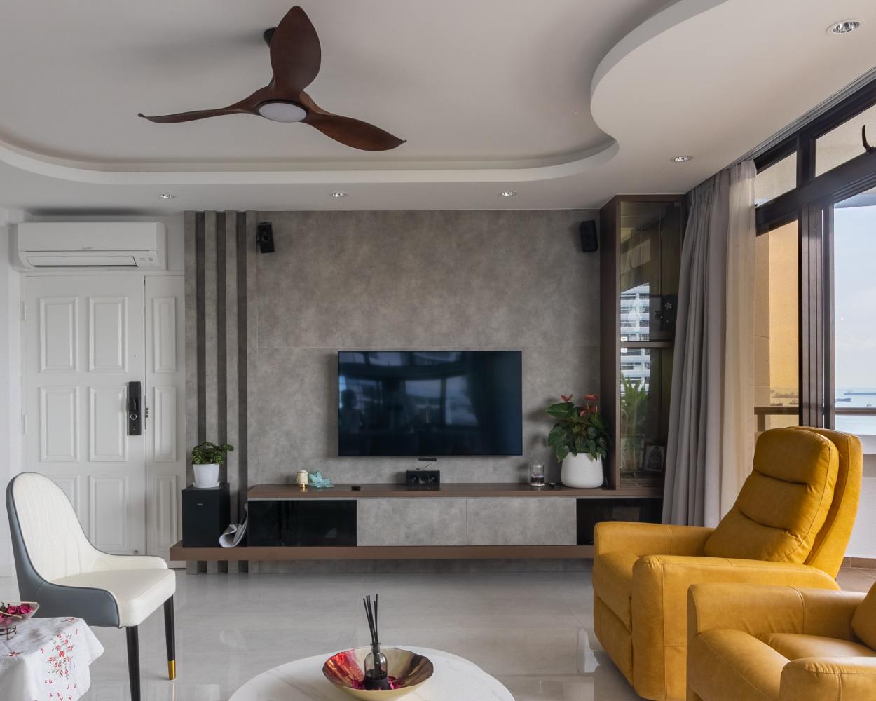 Living Room TV Cabinet Design With Open And Closed Storage | Livspace