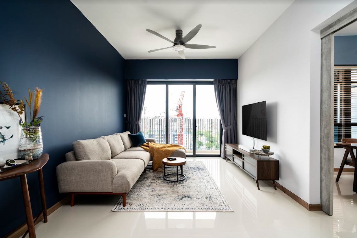 Navy Blue Wall Paint For Living Room | Livspace