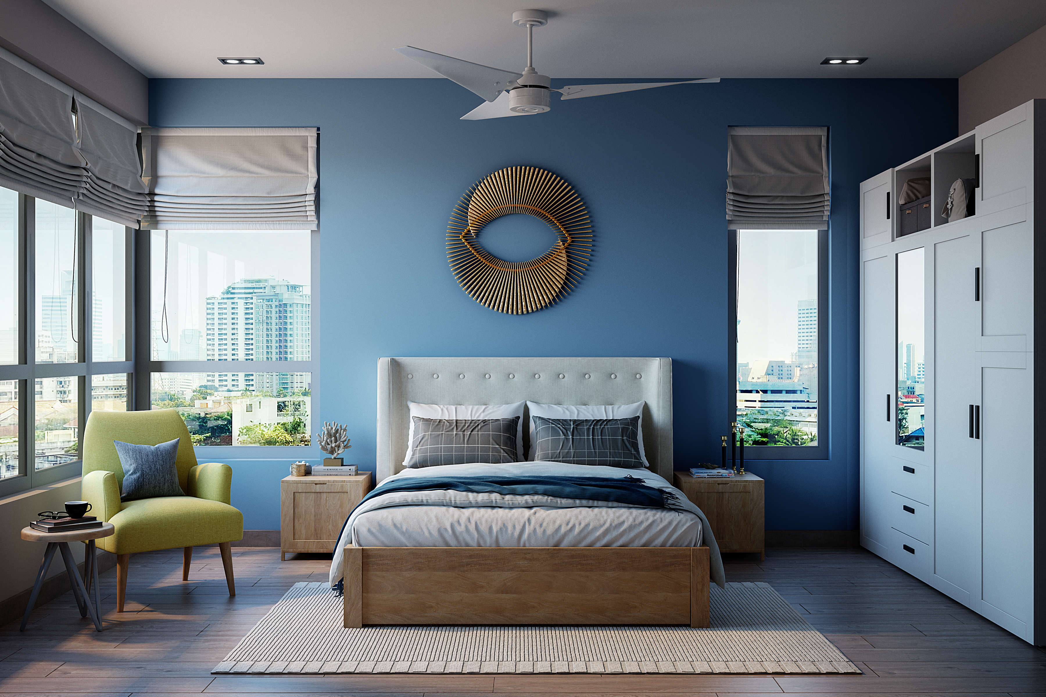 Spacious Master Bedroom Design With Classic Wardrobe | Livspace