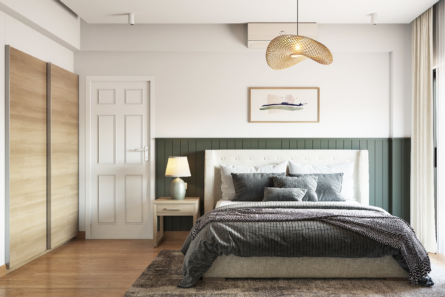 Bedroom Wall Design With Panelling And Grooves | Livspace
