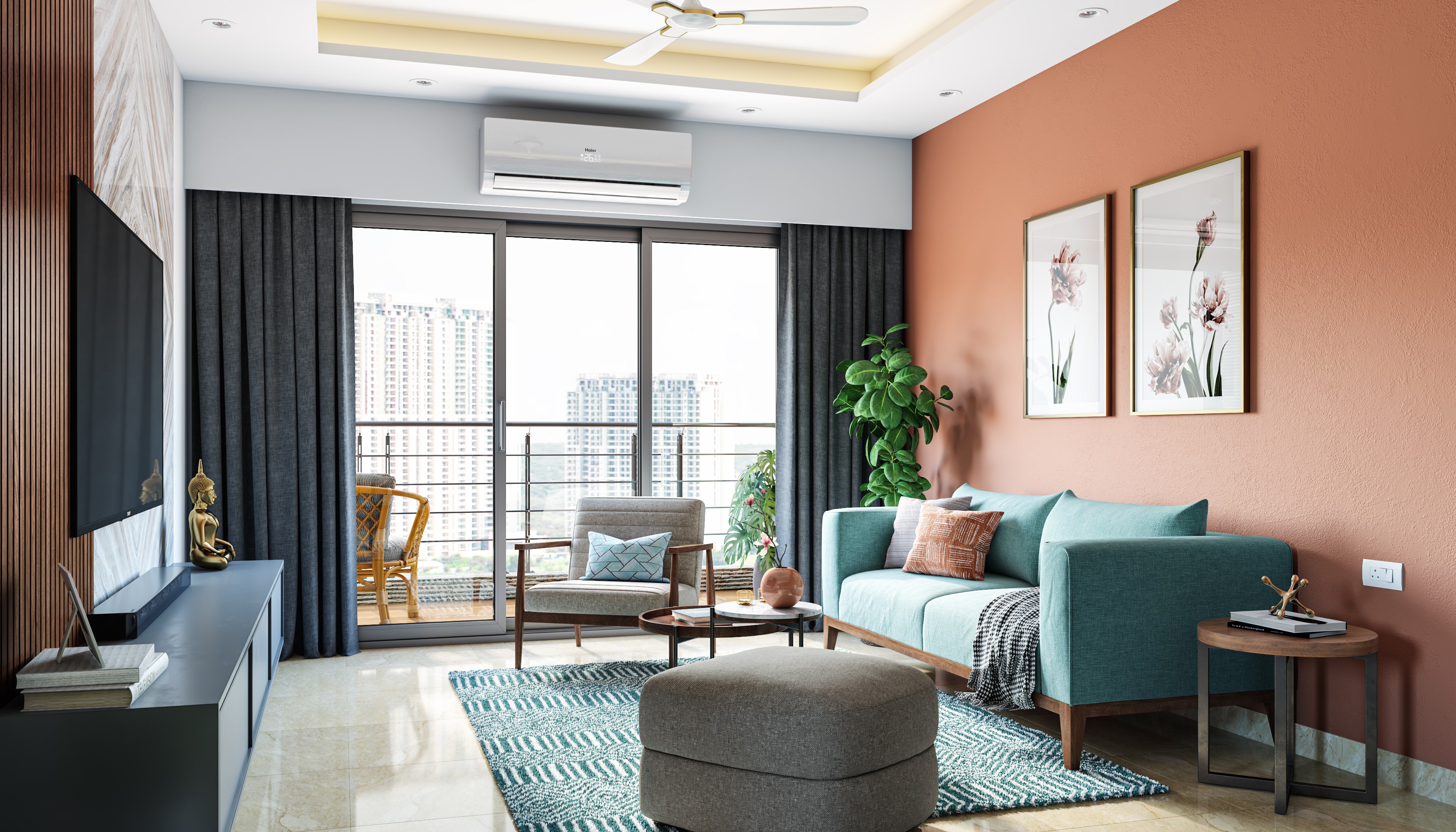 Hall Interior Design With Comfortable Seating | Livspace