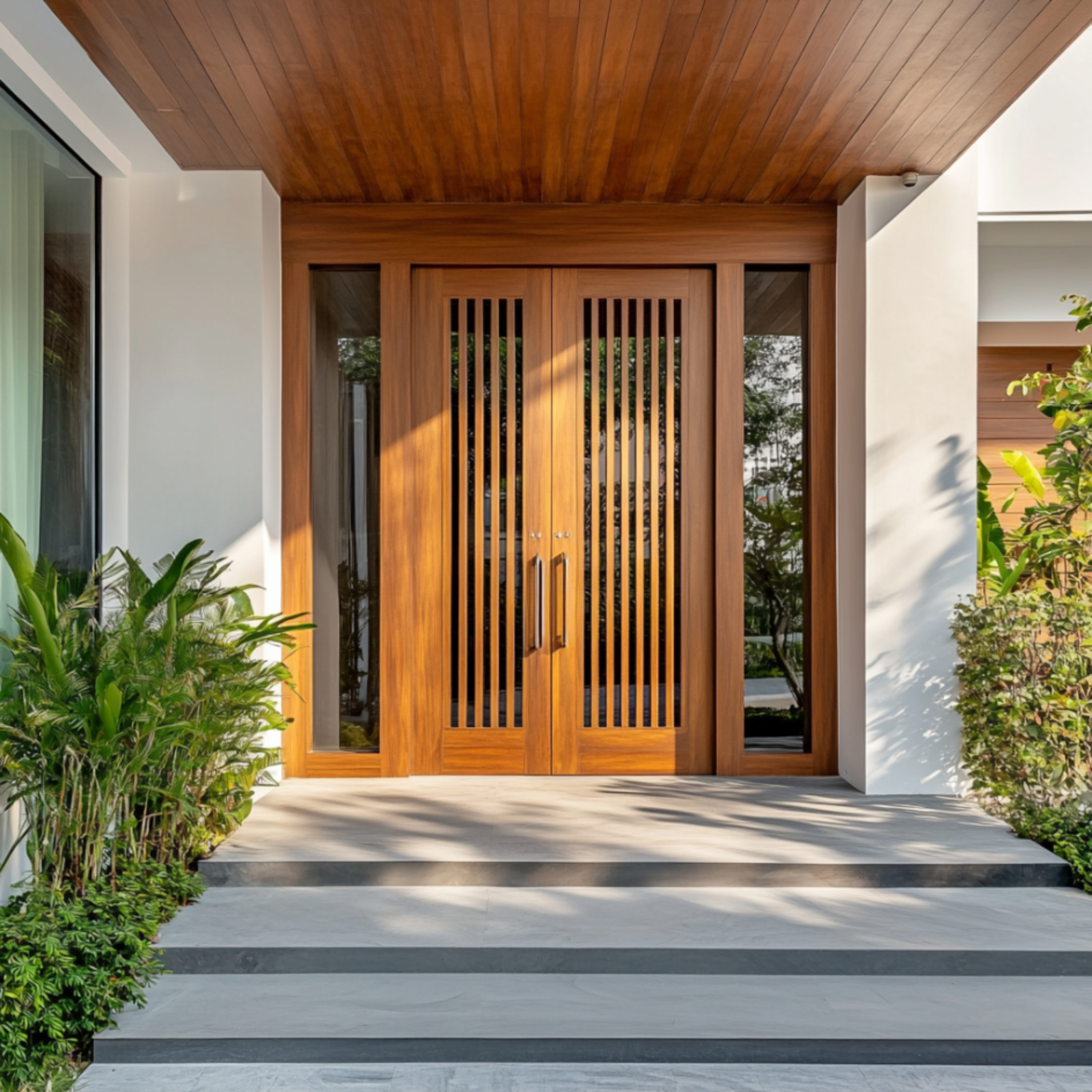 Contemporary Double Door Entrance Design With Matte Finish Look | Livspace