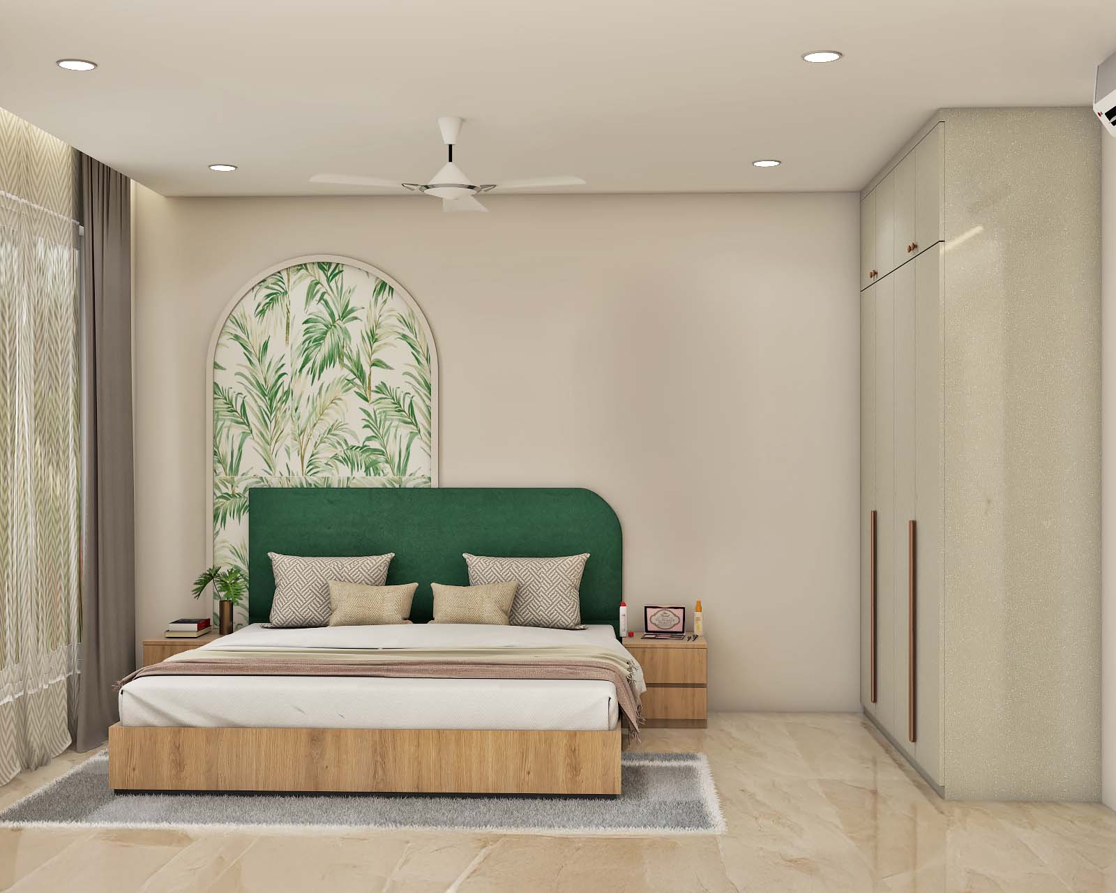 Contemporary Guest Bedroom Design with Handleless Wardrobe and Soft ...