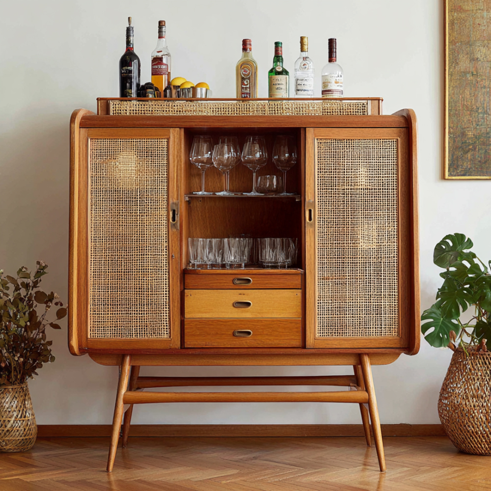 Vintage Home Bar Design in Persian Walnut with Multiple Storage Options ...