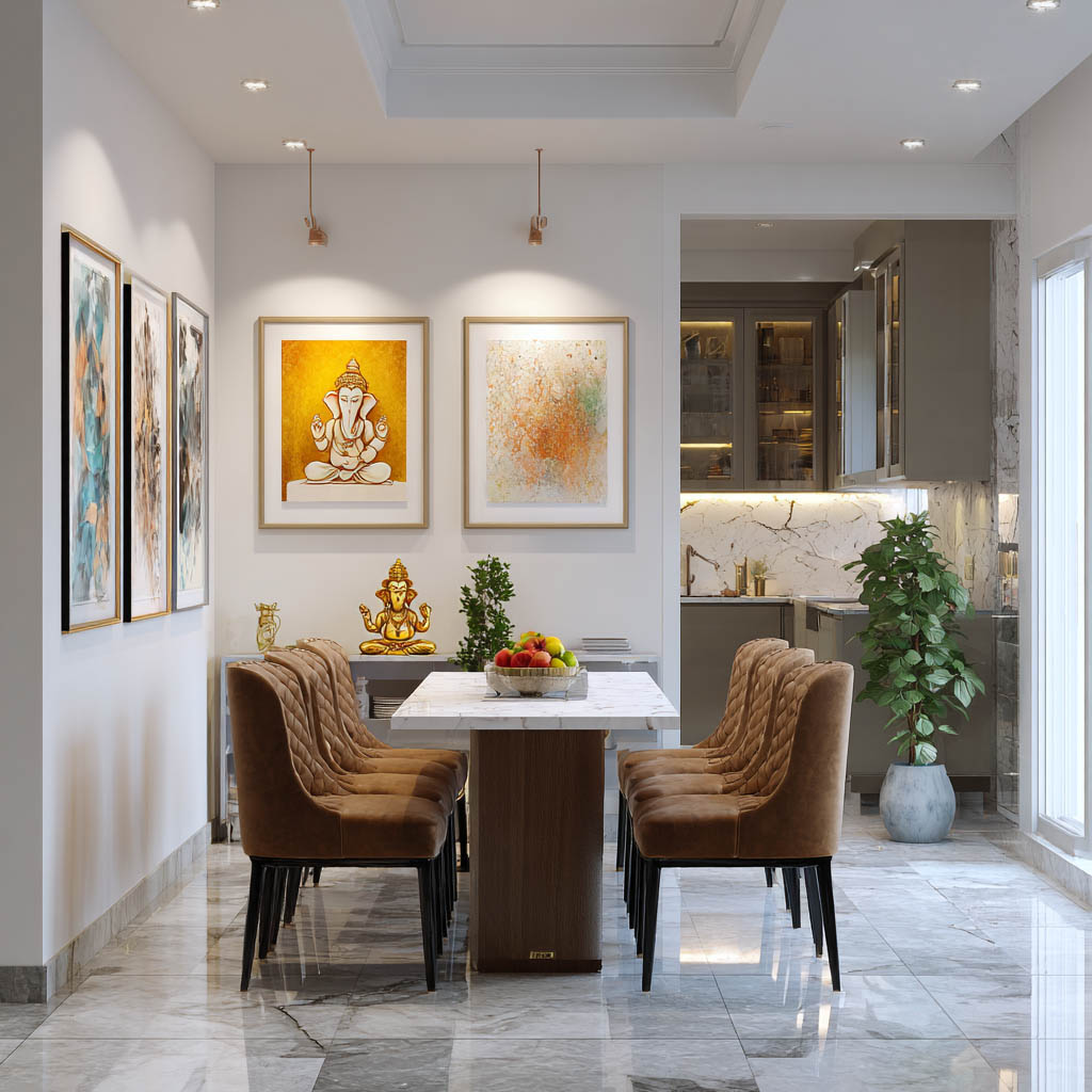 Eclectic Dining Room Design Featuring Charcoal Wall, Alcoves, and ...