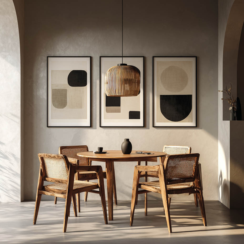 Scandinavian Dining Room Design with Round Wooden Table and Chairs ...