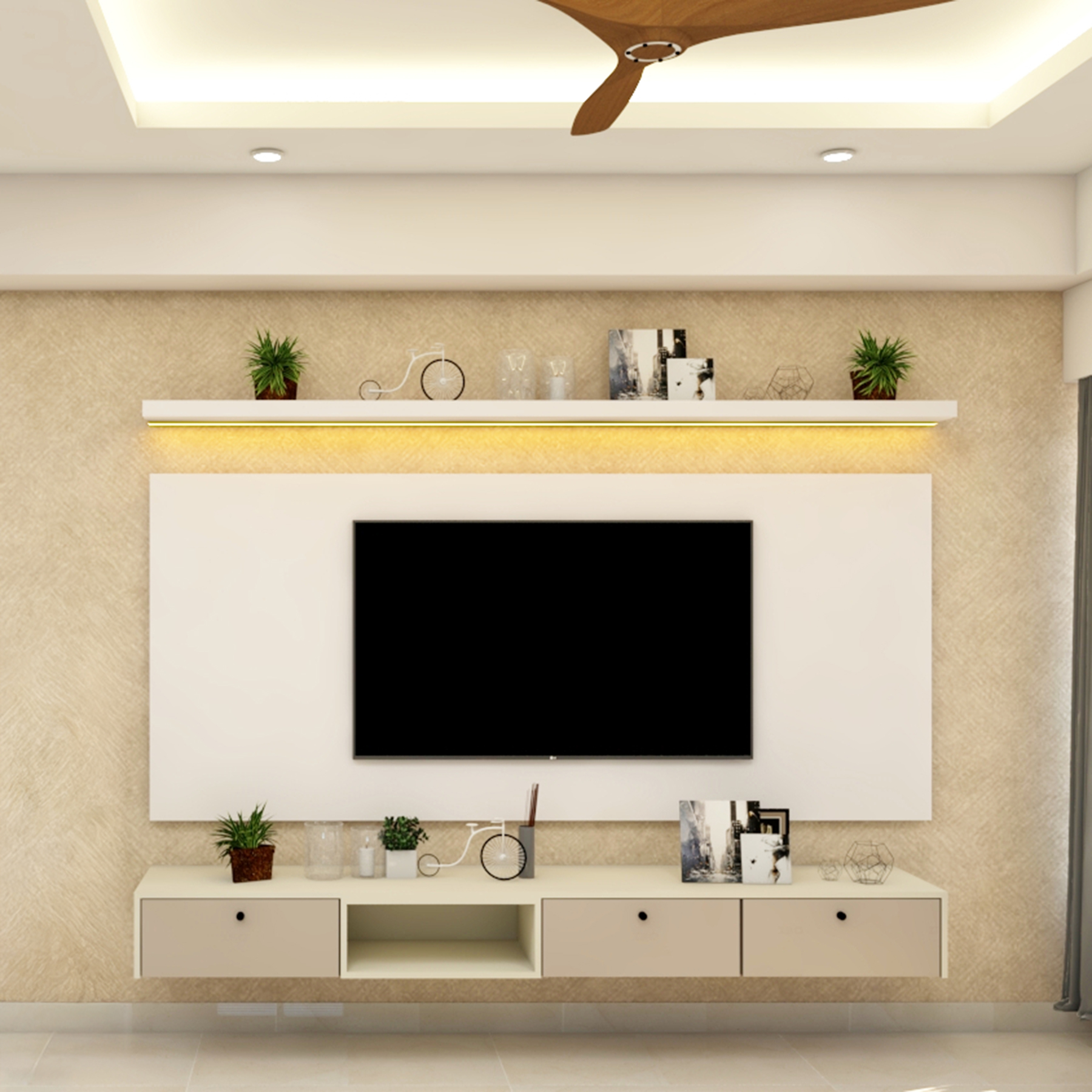 Rectangle Modern Single Layer False Ceiling Design with Paint Finish ...