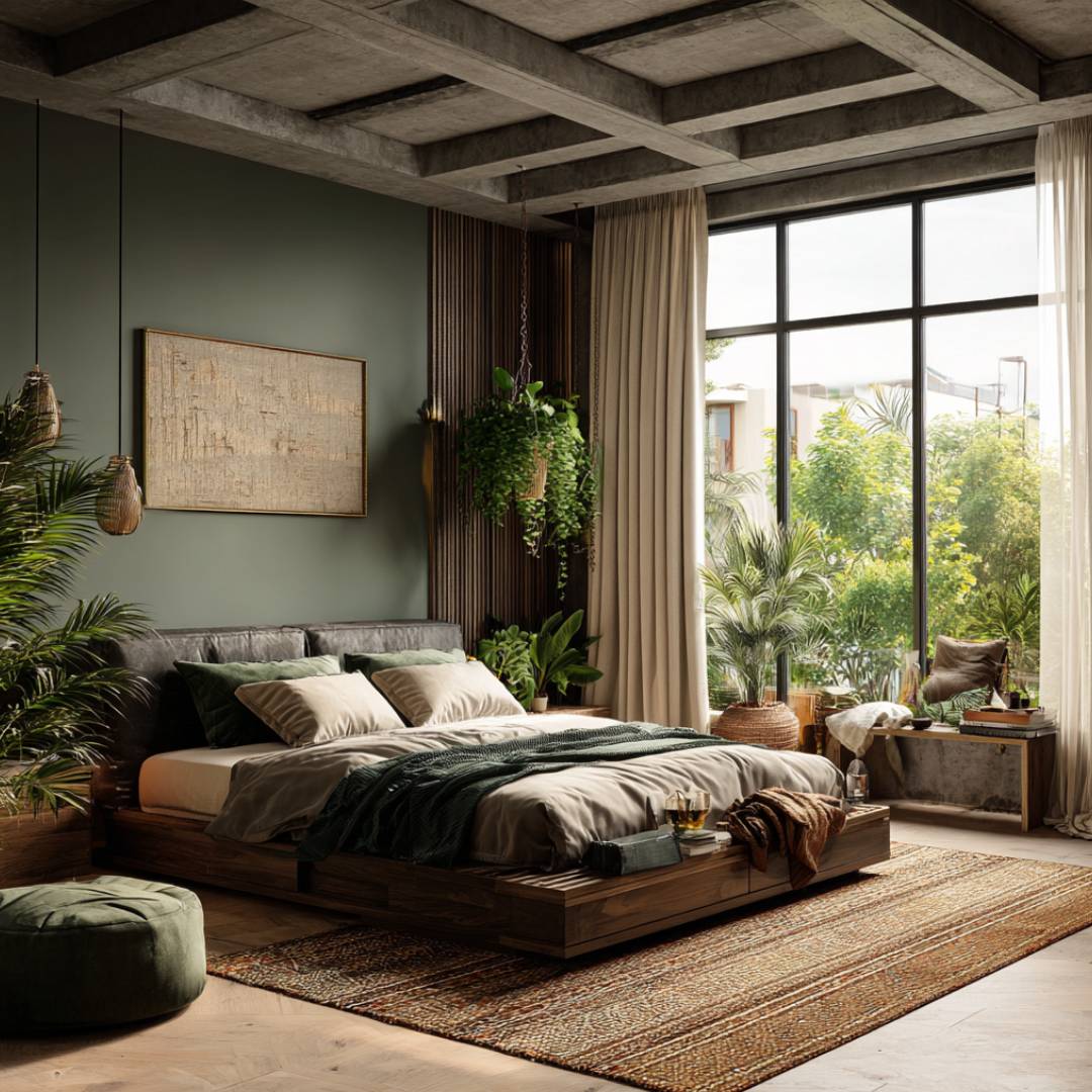 Rustic Master Bedroom Design With Hidden Storage, Wooden Drawers and ...