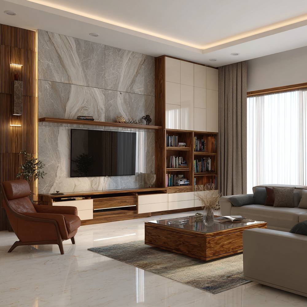Grey and White Contemporary Marble Texture Wall Design for Living Room ...