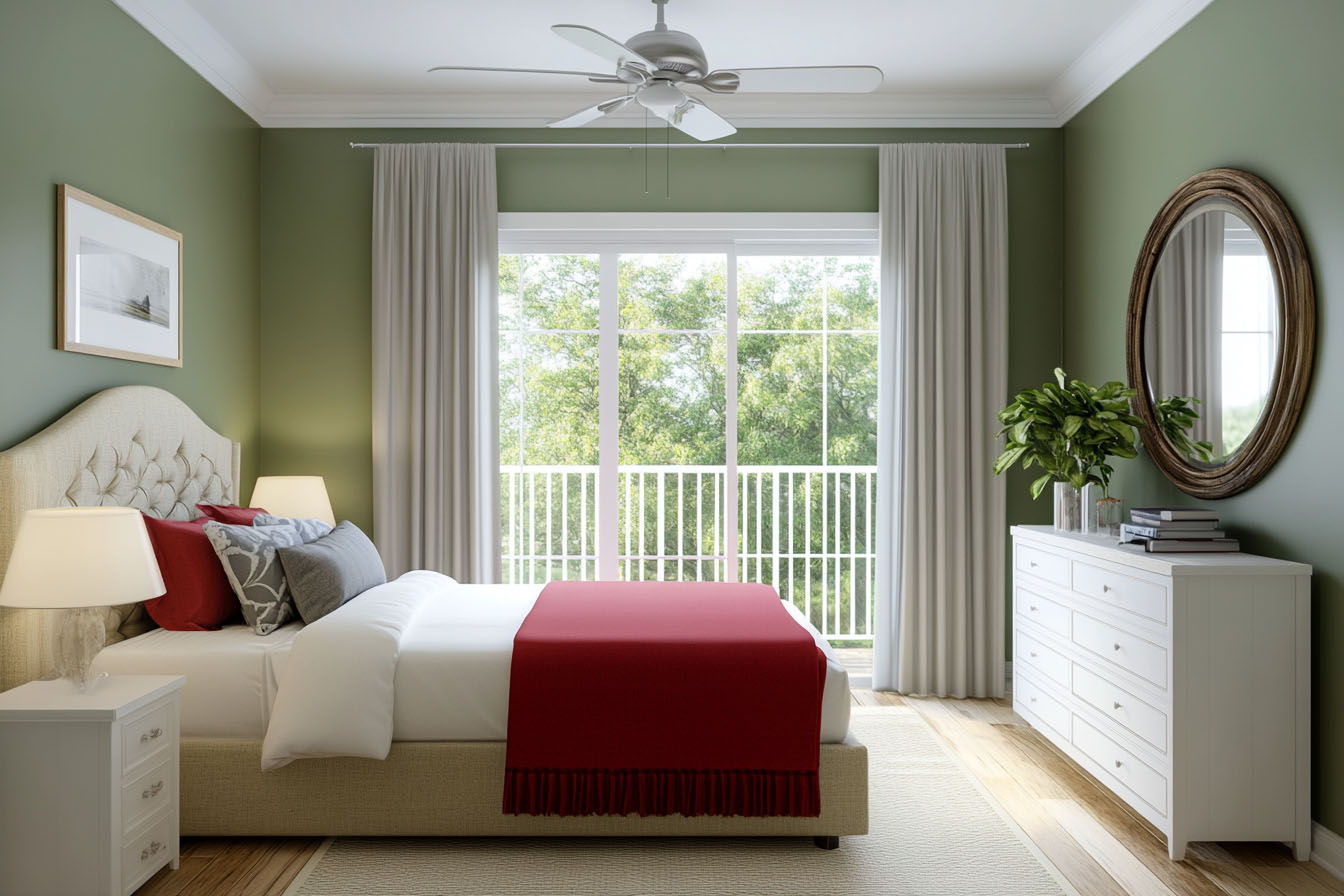 Green Wall Paint Design for Contemporary Bedrooms and Living Spaces ...
