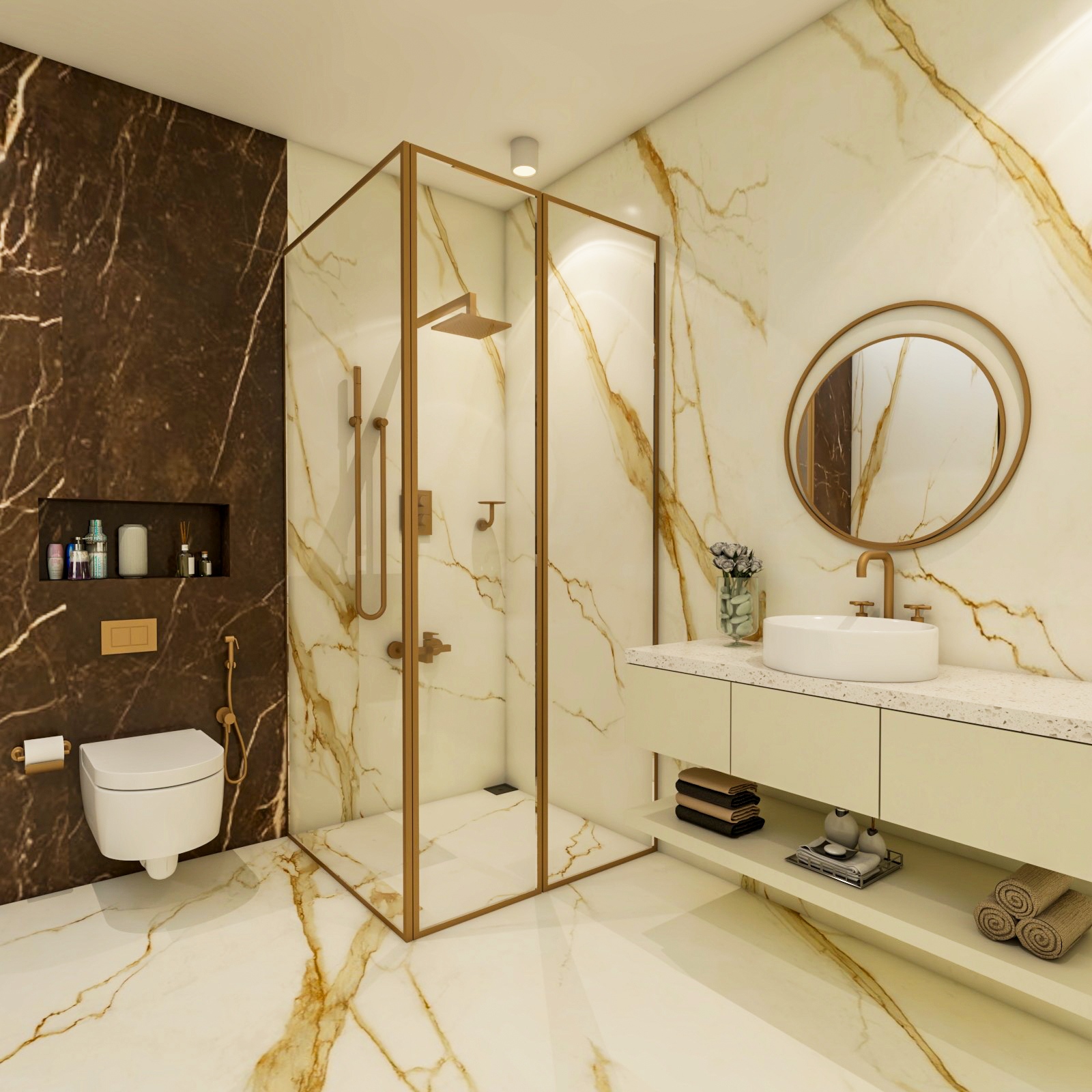 Spacious Bathroom Design With Corian Countertop And White Bathroom spacious-bathroom-design-with-corian-countertop-and-white-bathroom