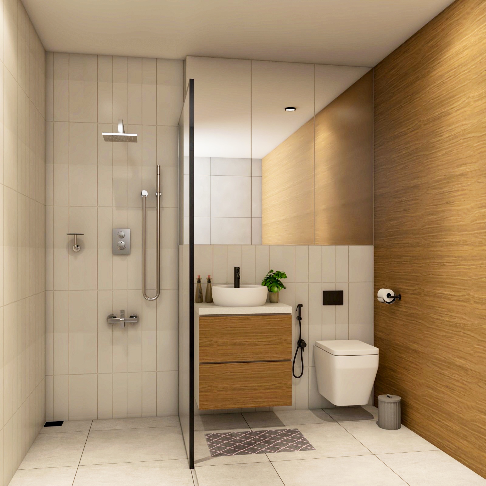 Curated visual reference: Scandinavian Bathroom Design With White And Brown Photo Inspiration