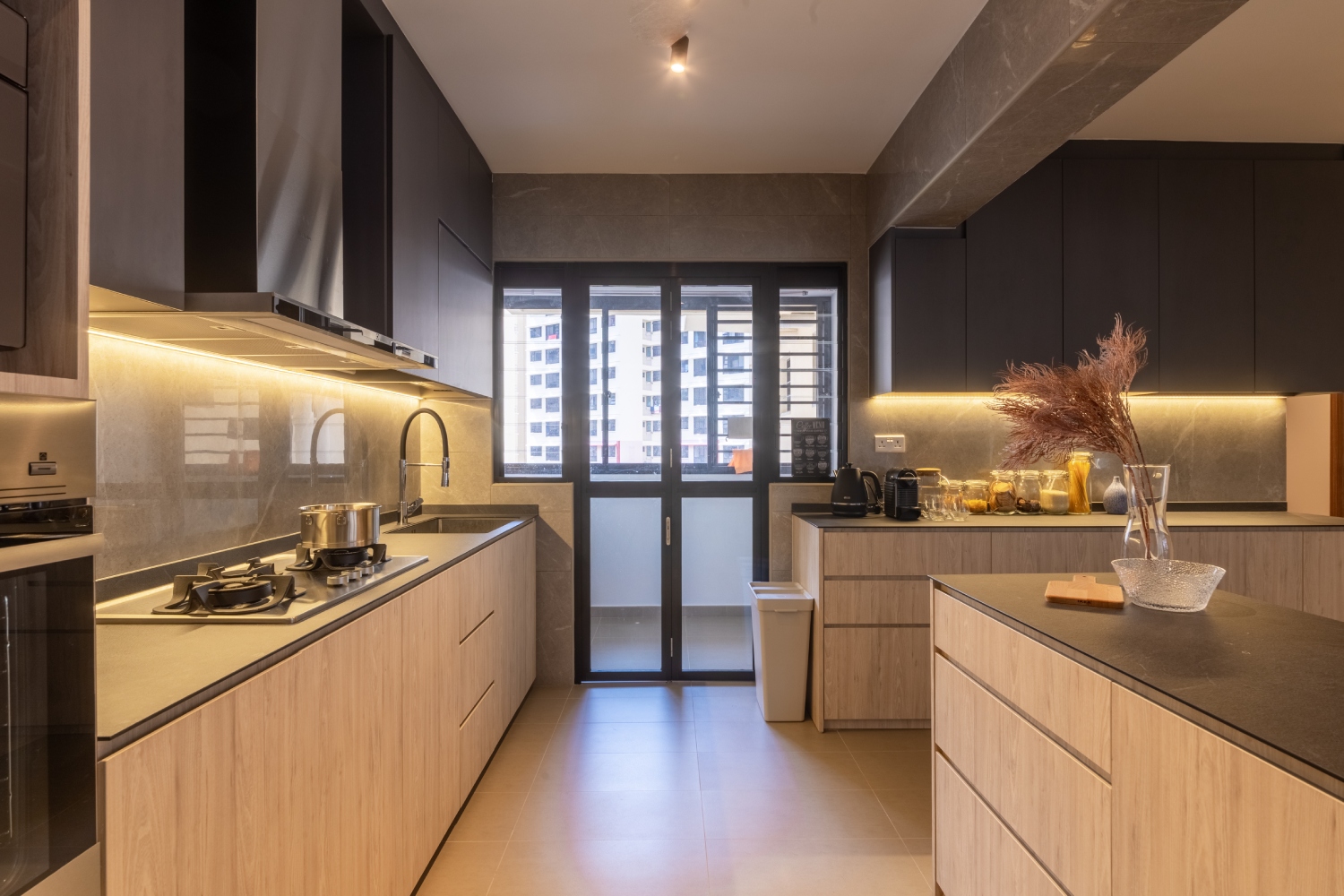 Brown And Grey Kitchen Interior Design | Livspace