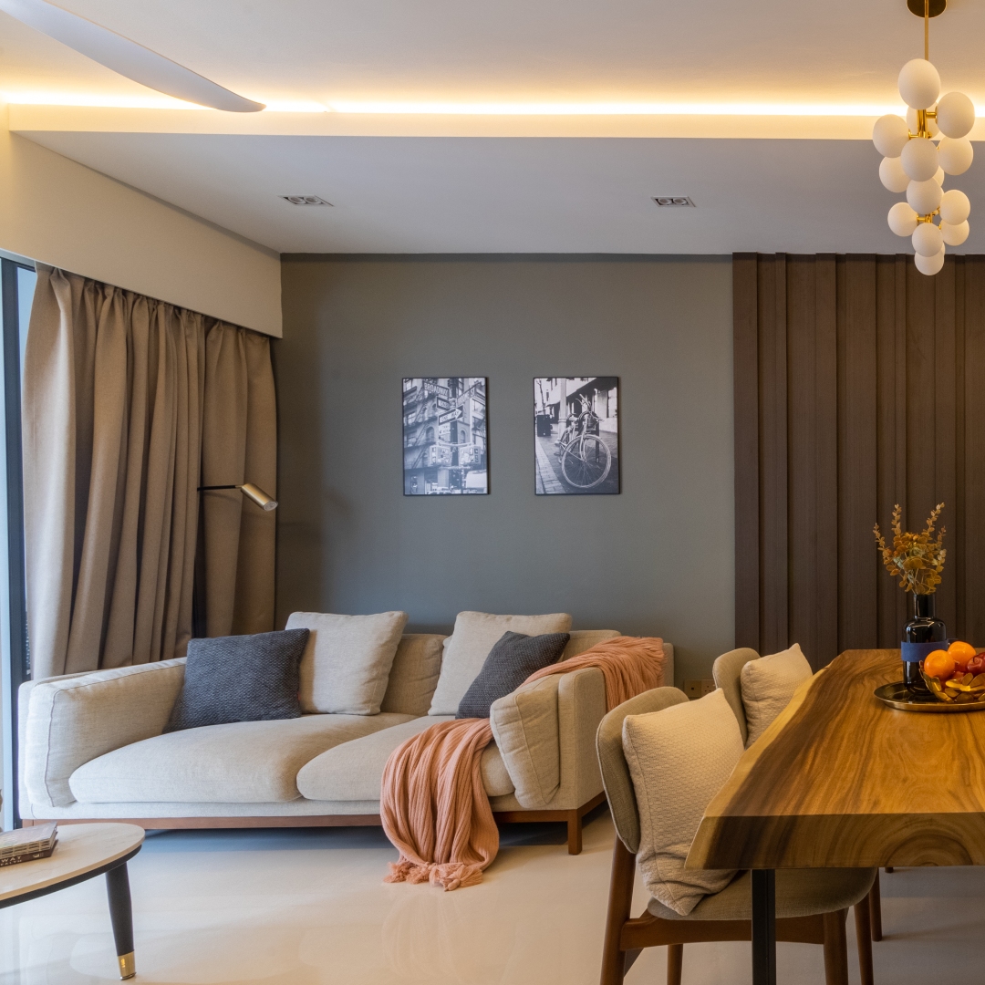 Living Room Interior Design With Cove Lighting | Livspace