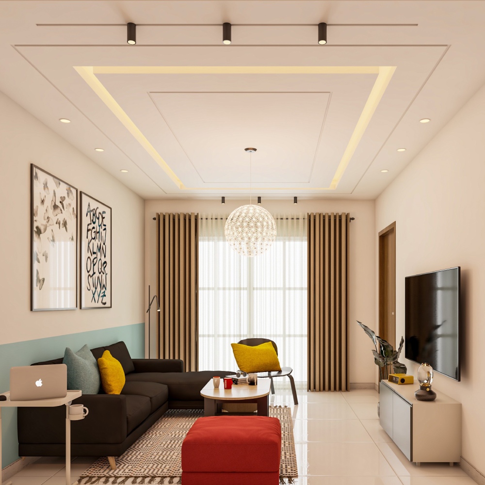 Gypsum False Ceiling Design Wiith Multiple Lighting Fixtures | Livspace