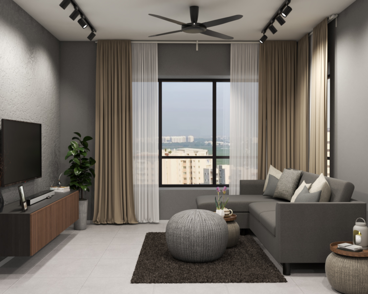 Grey Wall Paint Design With Solid And Textured Finishes | Livspace