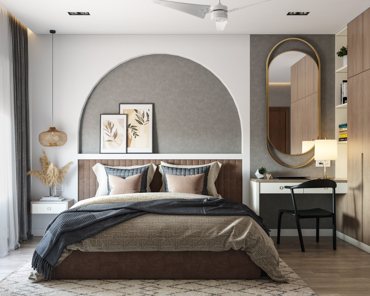Light Grey Wall Paint Design For Bedrooms | Livspace
