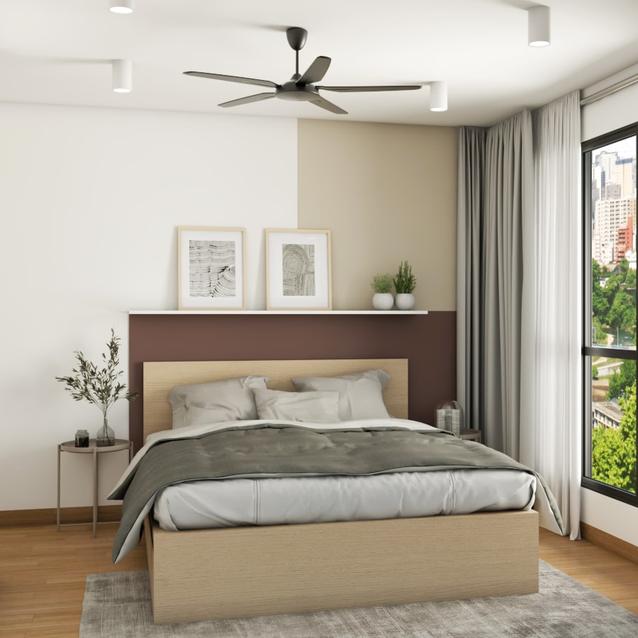 Modern Master Bedroom Design With Surface Mounted Lights | Livspace