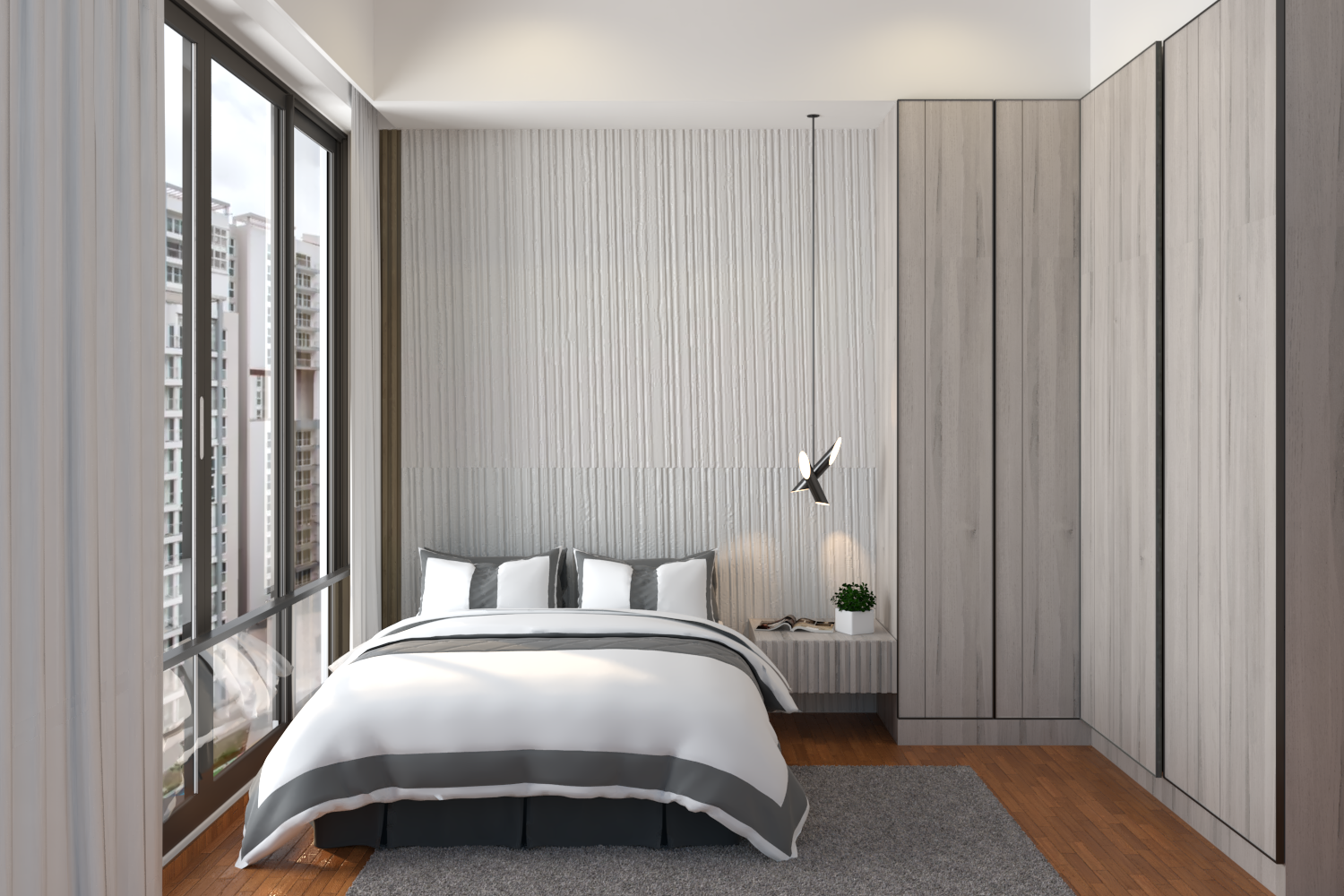 White L-Shaped Bedroom Wardrobe | Livspace