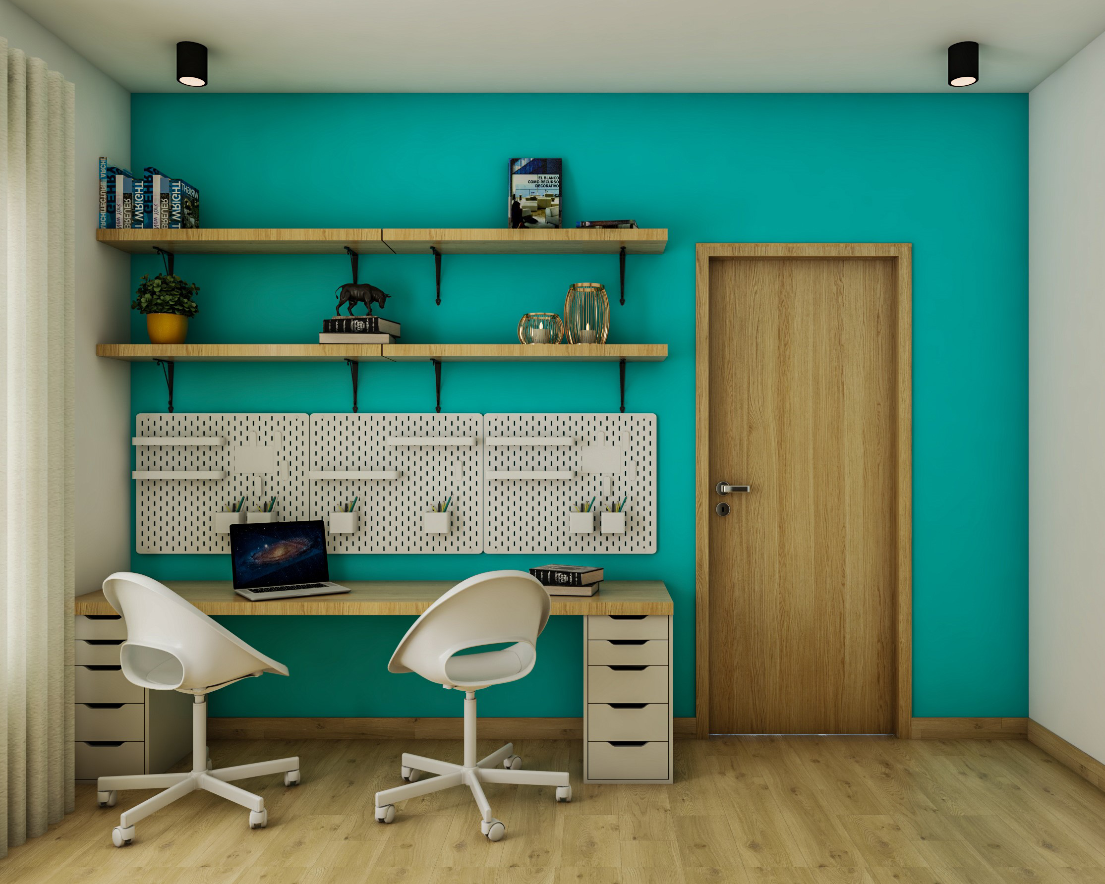 Contemporary Spacious Dual Chair Study Room Interior Design | Livspace