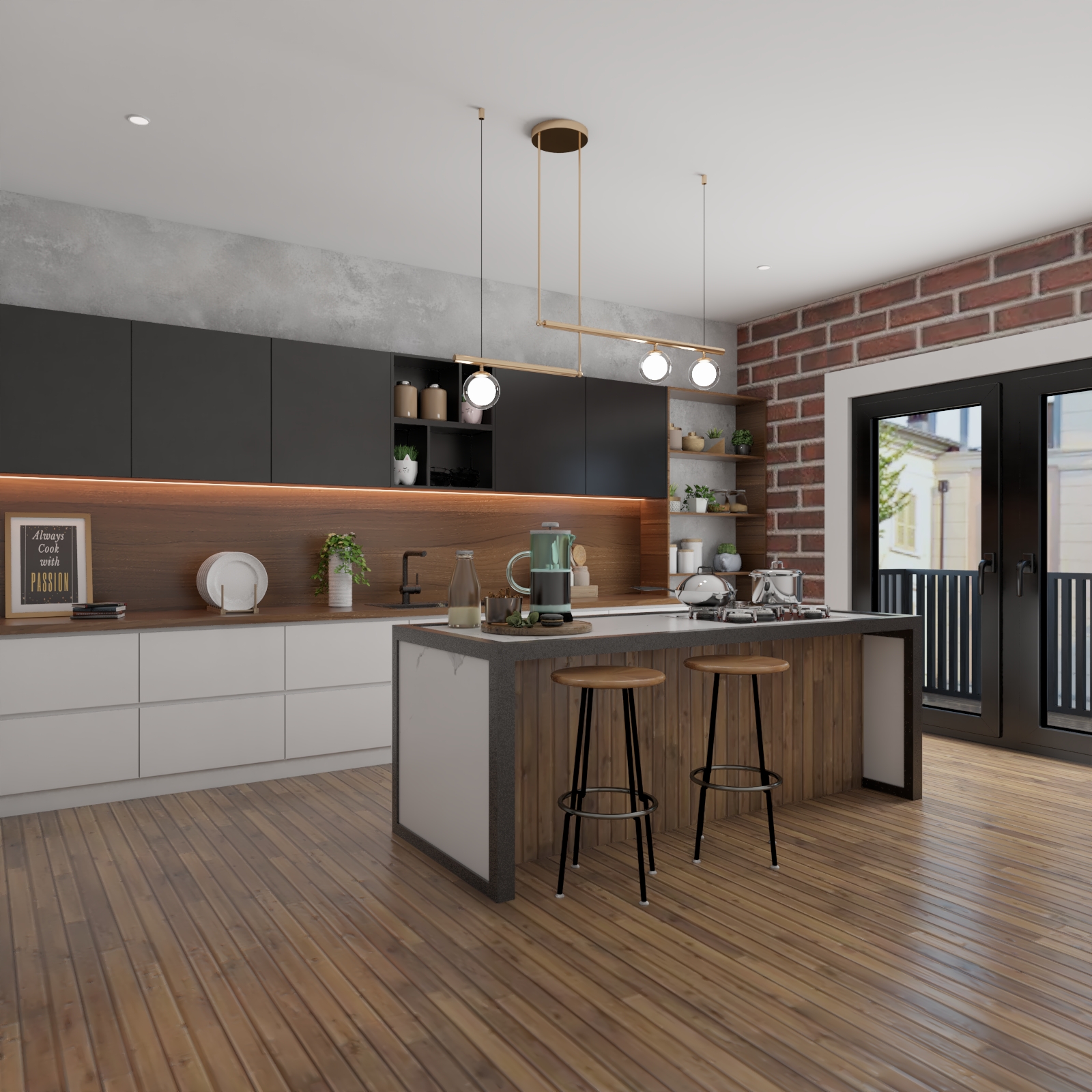 White And Grey Kitchen Island Design | Livspace