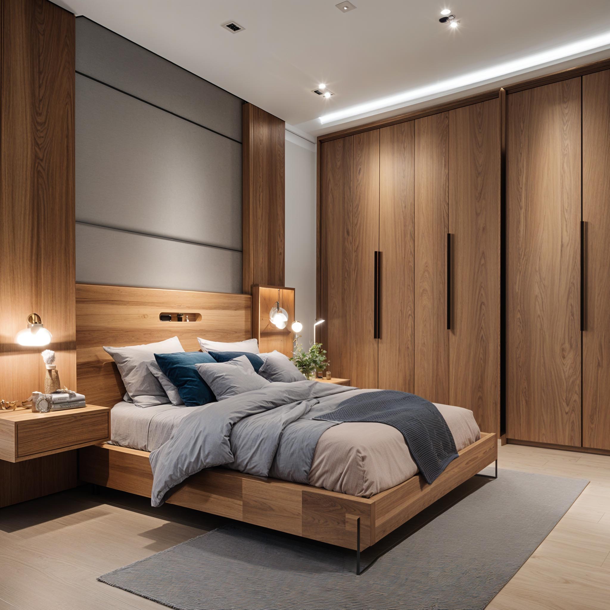 Spacious Contemporary Master Bedroom Design: Queen Bed & Grey Accents ...