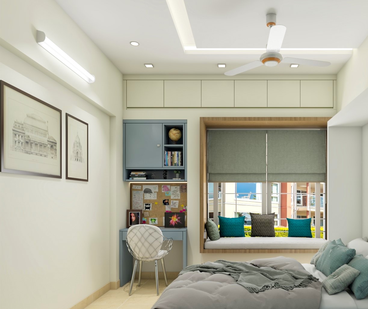 Compact Study Area with Adequate Storage and a Window Seater | Livspace