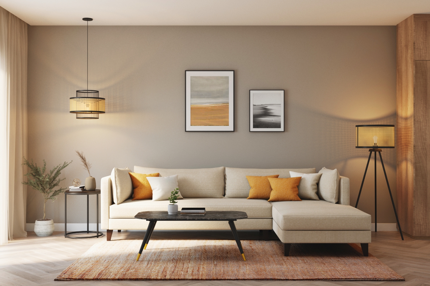 Beige Wall Paint Design for Modern Bedrooms and Living Rooms | Livspace