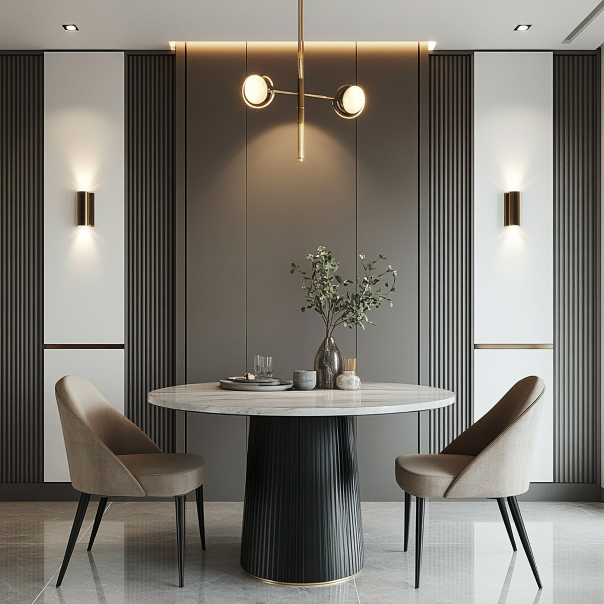 Contemporary Grey and White Wall Design With Panelled Wall with ...