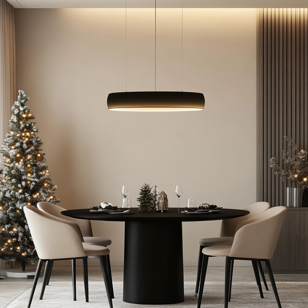 4-Seater Contemporary Dining Room Design with Black Marble Table and ...