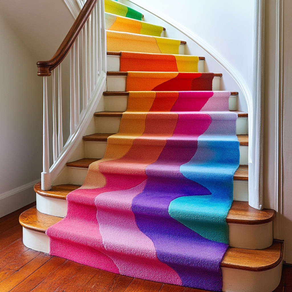 Round Stair Riser Curved Wooden Staircase Design with Contemporary White Painted Risers ...