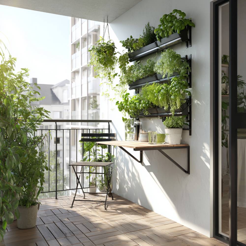 Photo inspiration: Scandinavian Balcony Design With Beanbag Lounge And Panoramic Glass Photo Inspiration