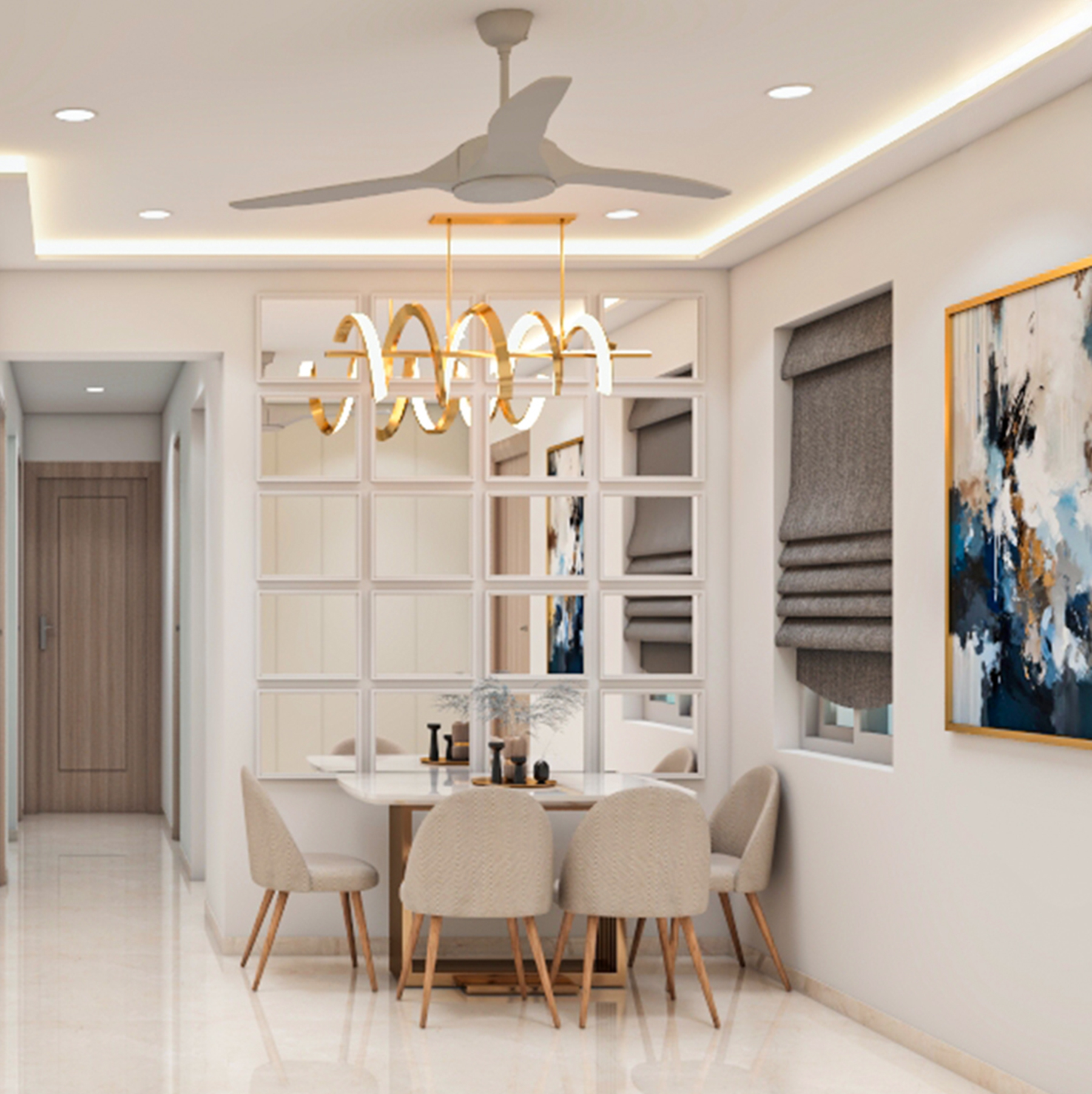 Rectangular Gypsum Single Layer False Ceiling Design with Spot and Cove ...