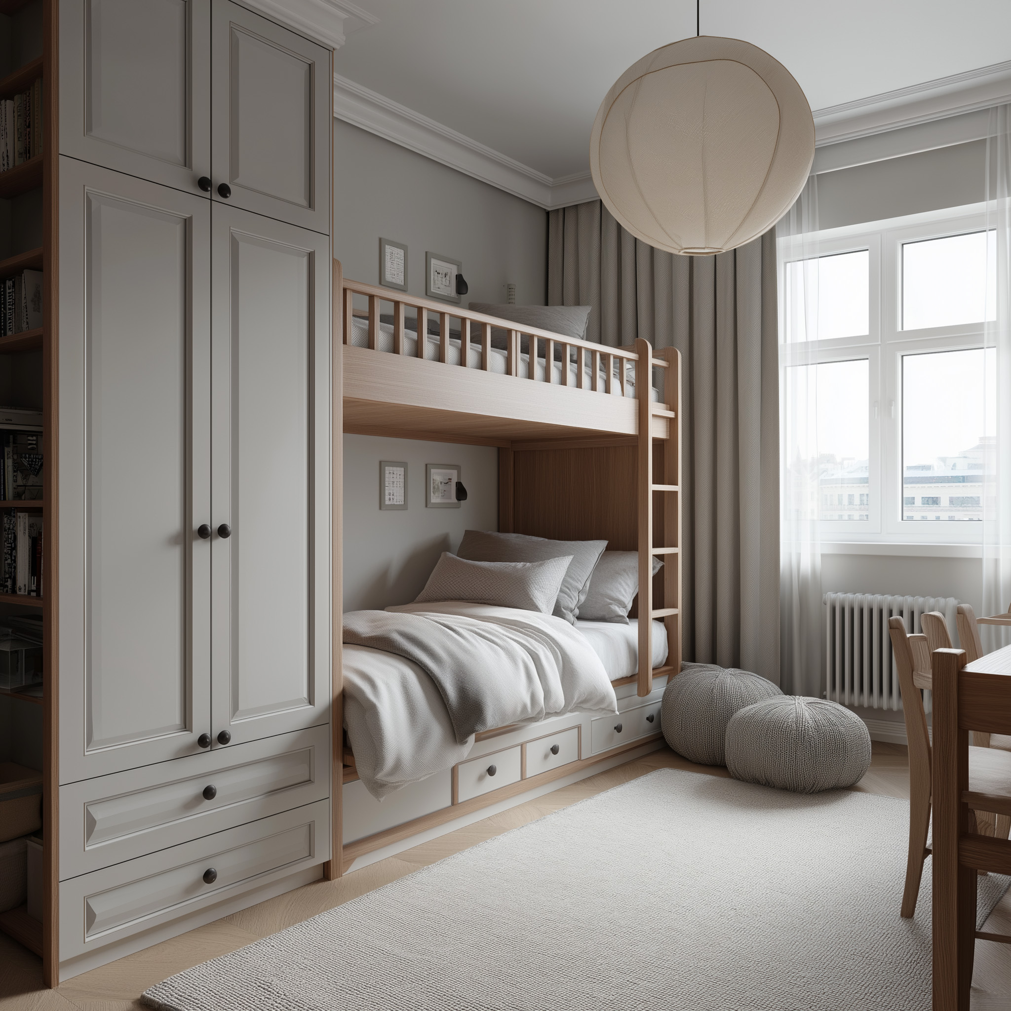 Space Saving Bedroom Design with Bunk Bed and Wardrobe | Livspace