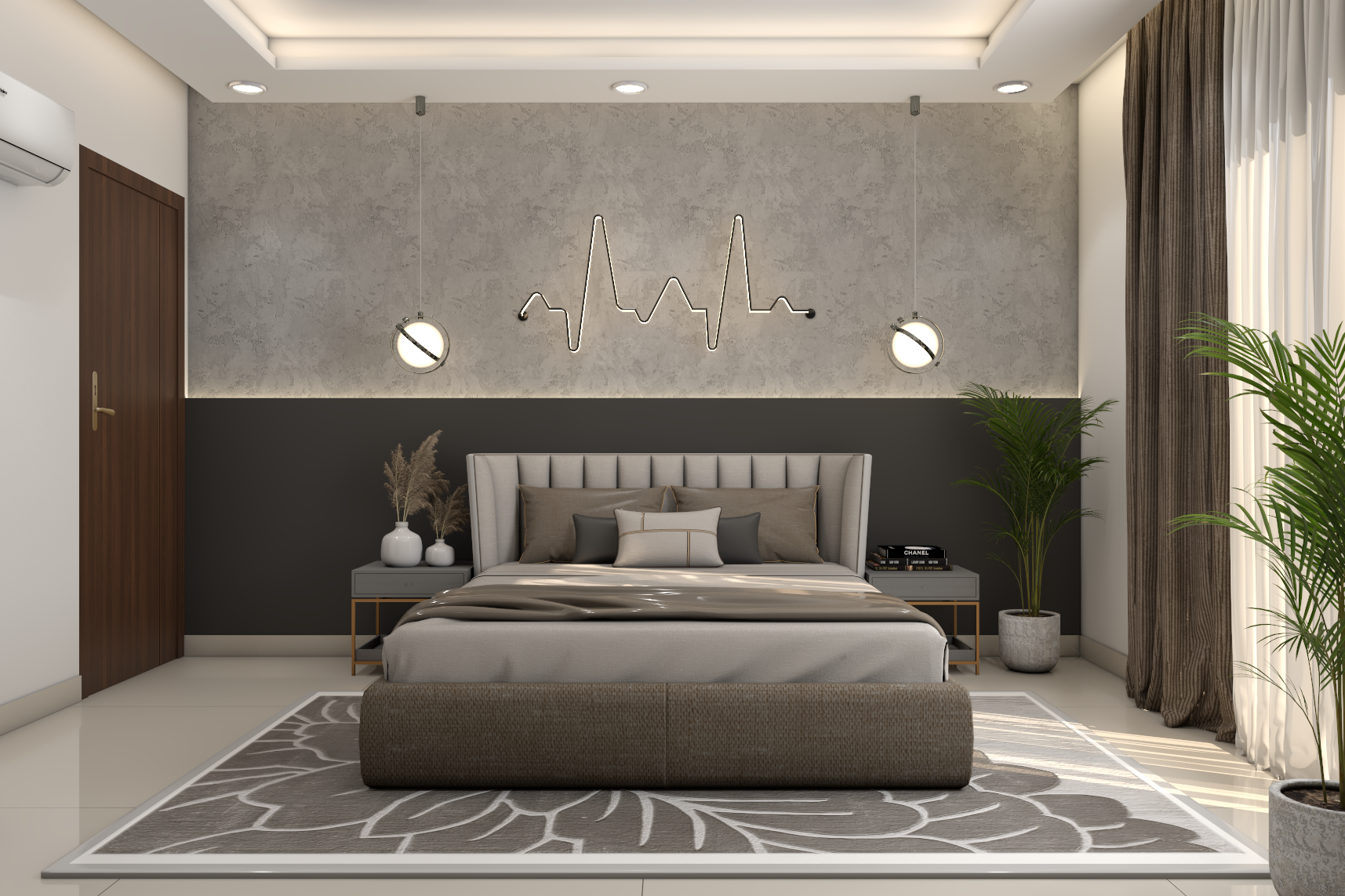 Modern Master Bedroom With Grey Themed Interiors | Livspace