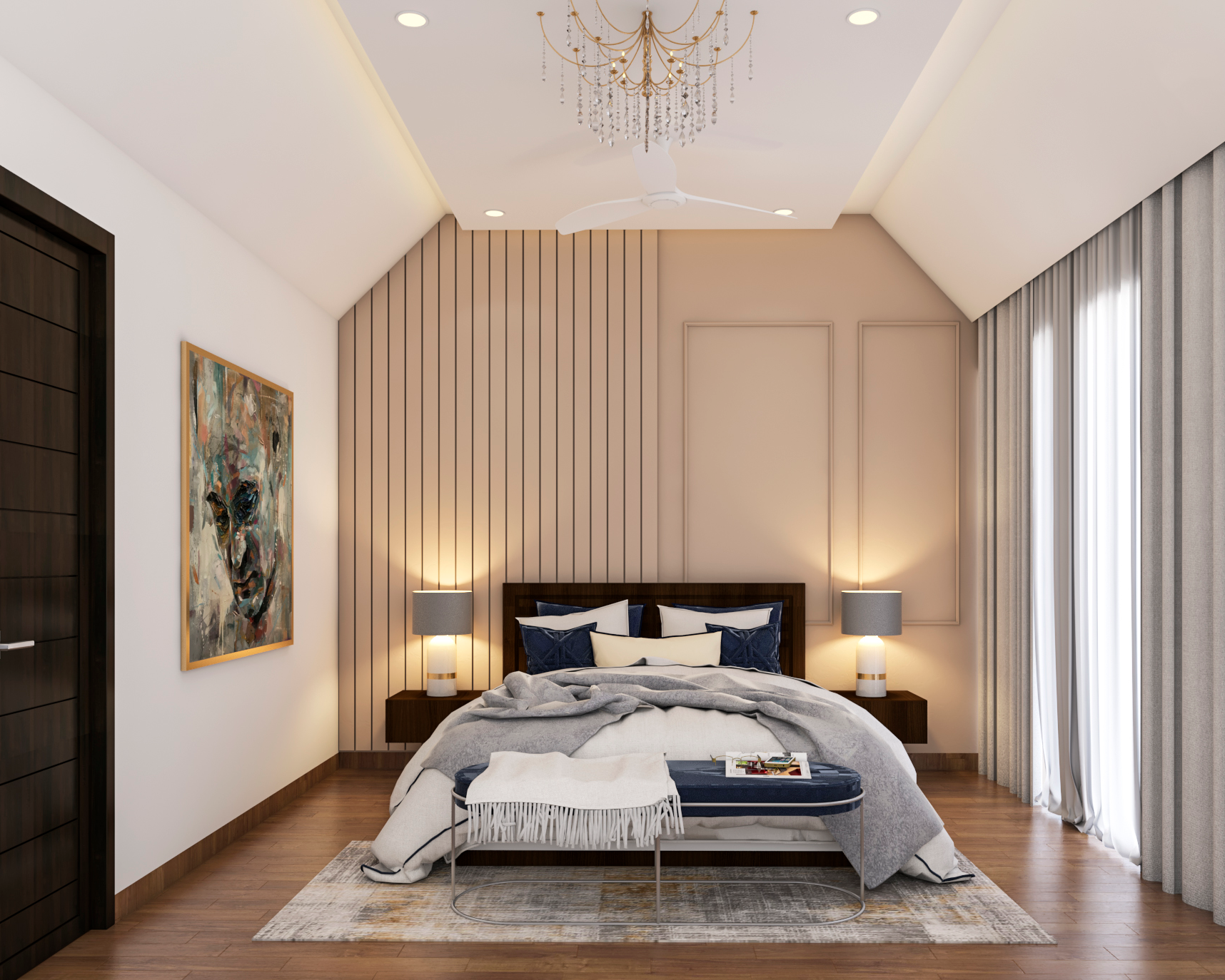 Elegant Master Bedroom With Modern Spacious Interiors | Livspace