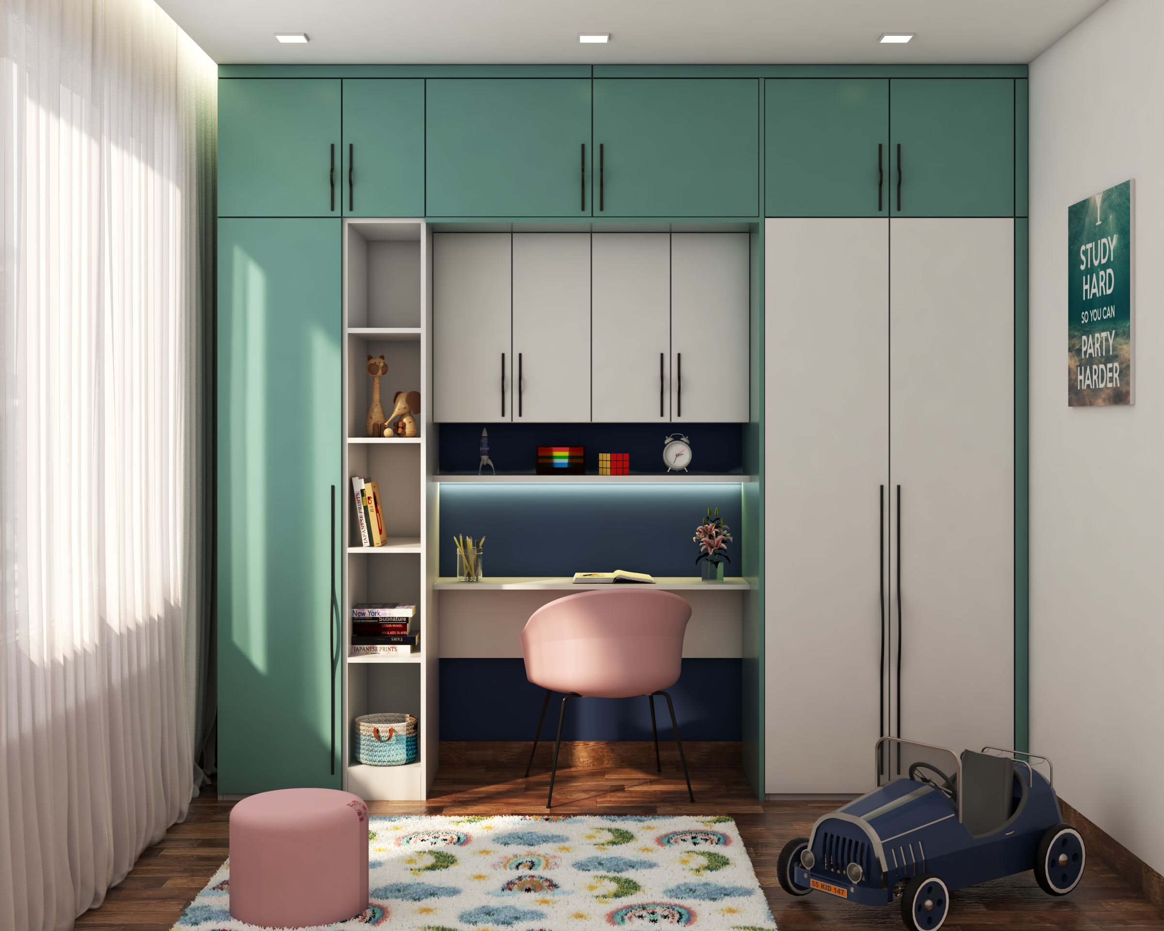Colourful Kids Study Room Design With Contemporary Interiors | Livspace