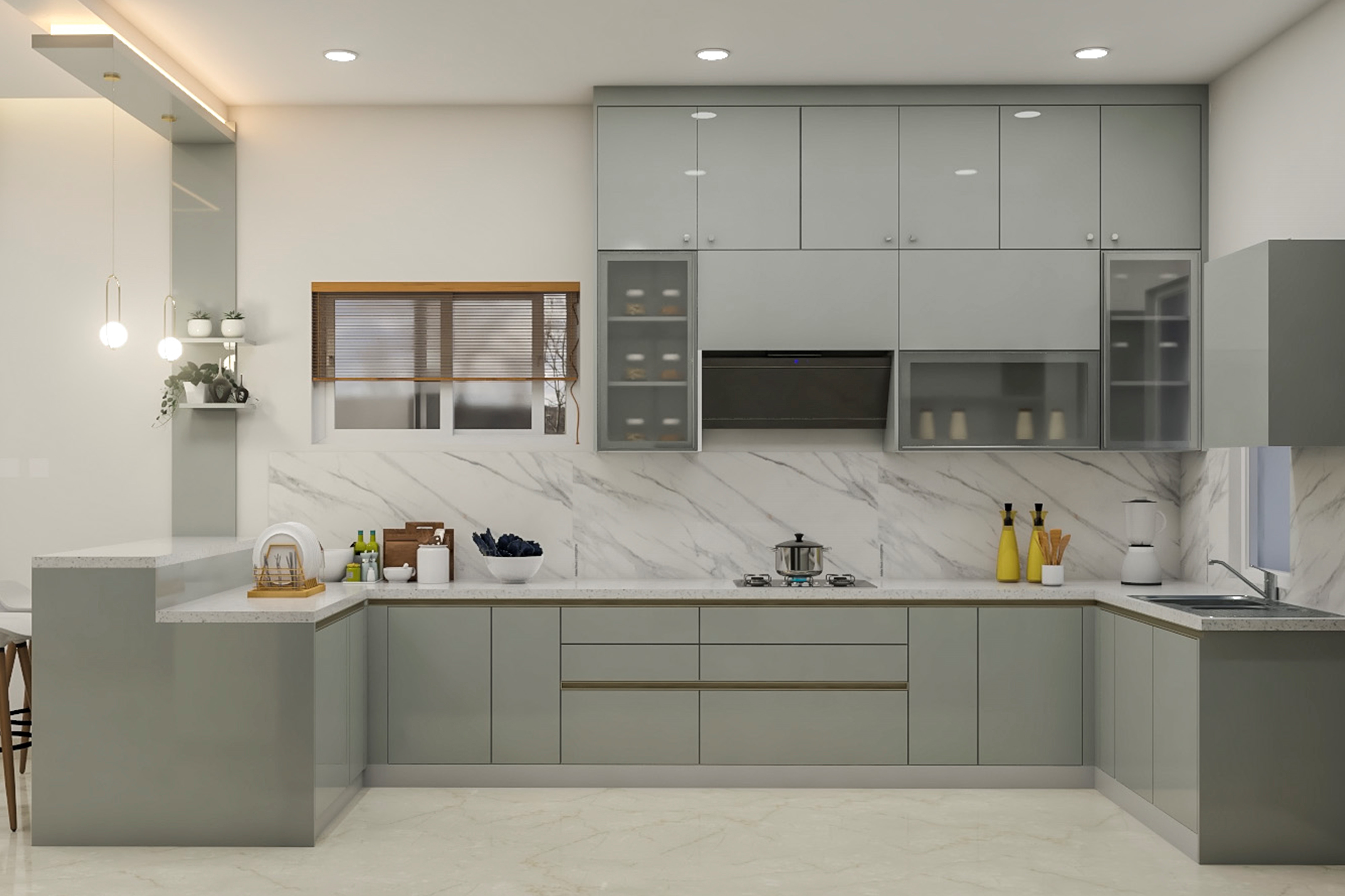 Convenient Modern Styled Spacious Kitchen Design | Livspace