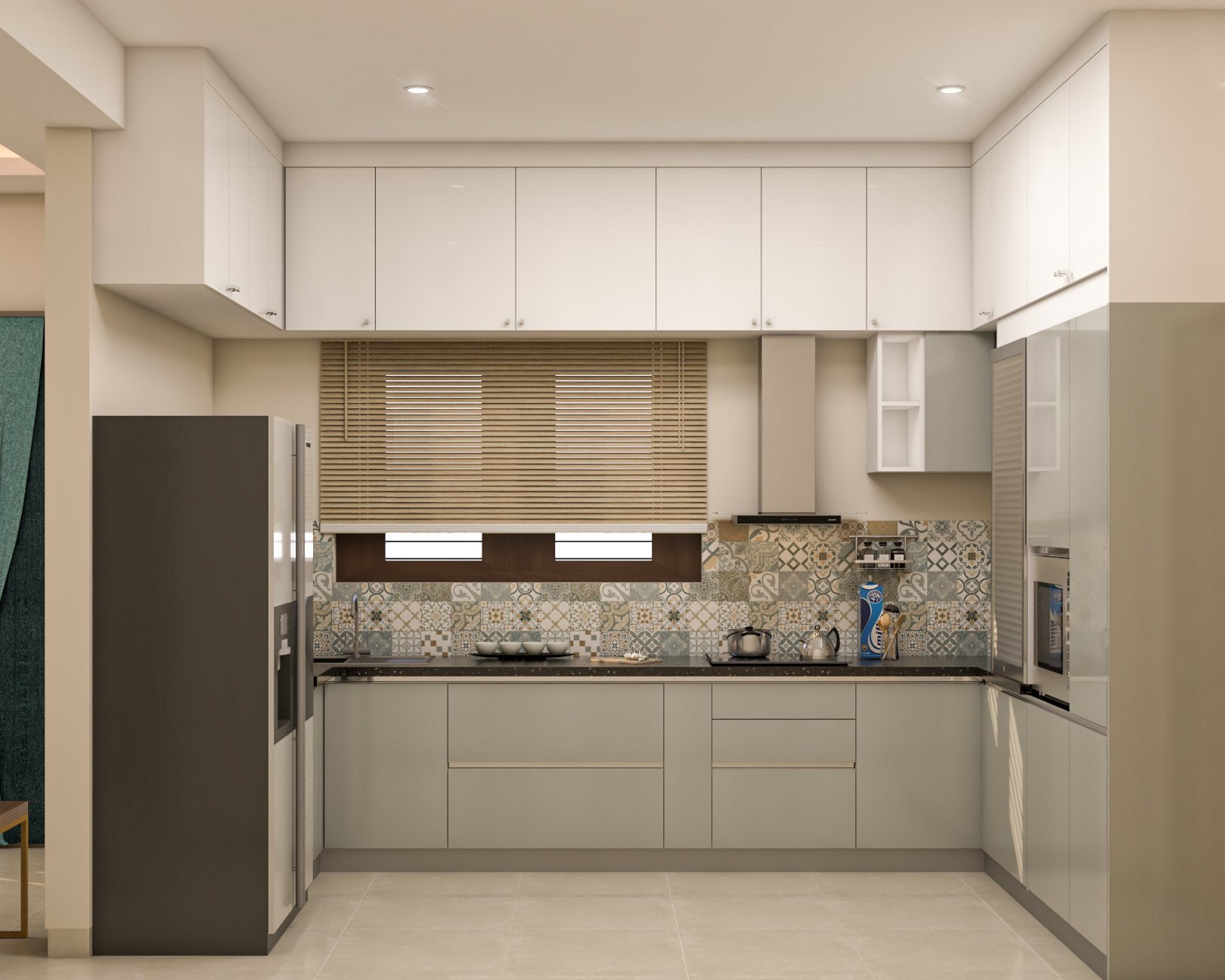 Subtle Kitchen Scene Subtle Themed Modular Spacious Kitchen | Livspace