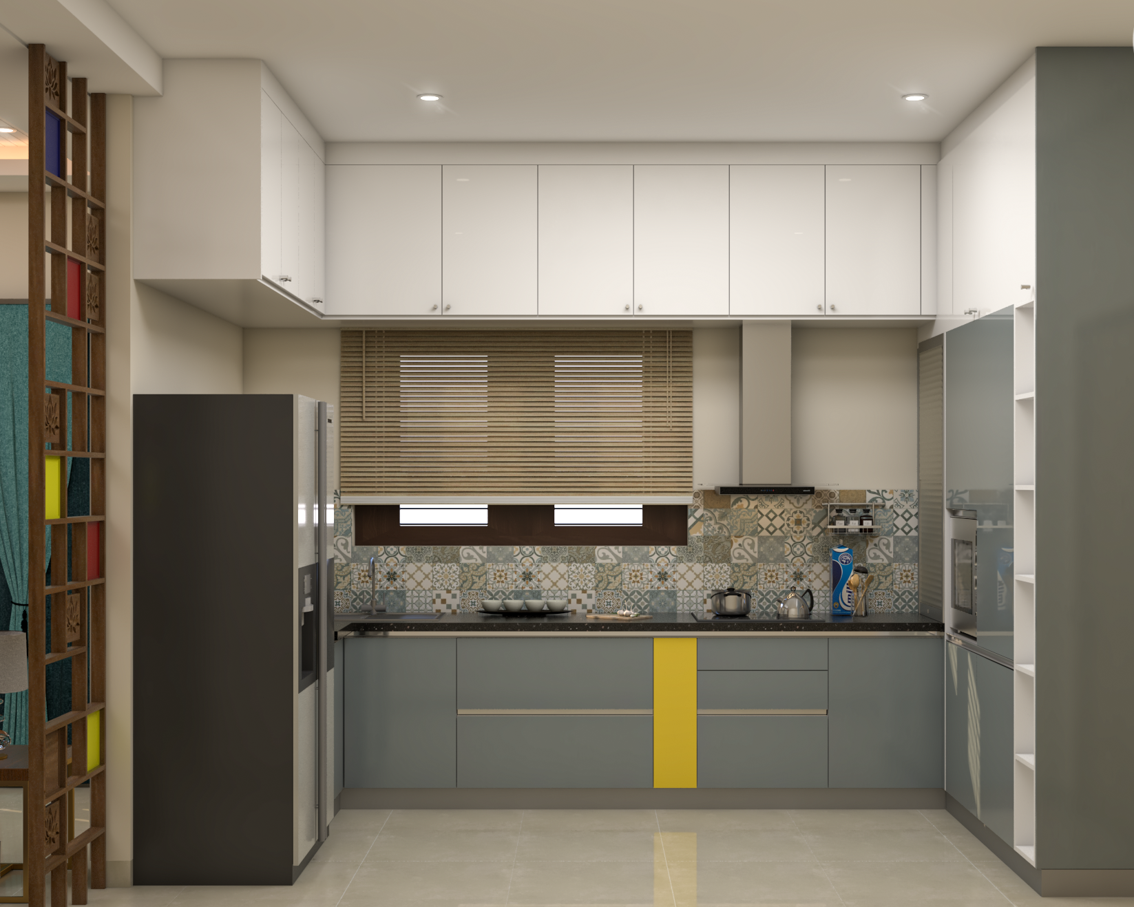 Spacious Kitchen Design With Contemporary Bright Interiors | Livspace