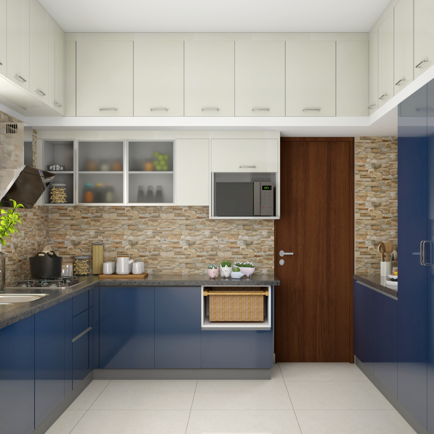 Modular Spacious Kitchen Design With Loft Space | Livspace