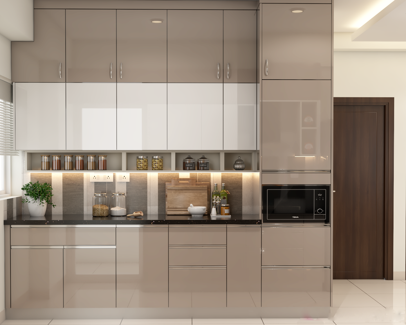Compact Sized Contemporary Style Kitchen Design | Livspace
