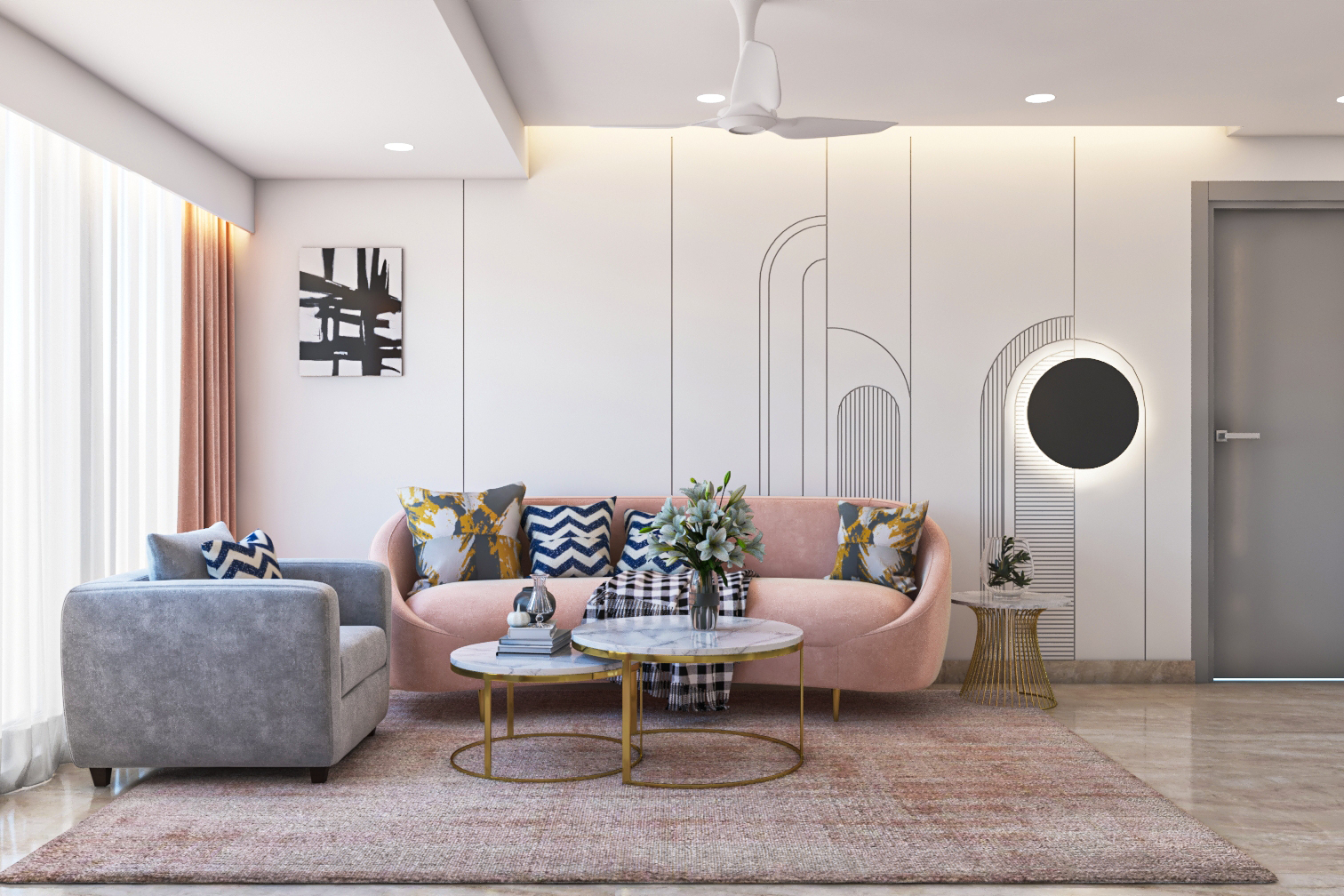 Spacious Living Room Design With Minimal Interiors | Livspace